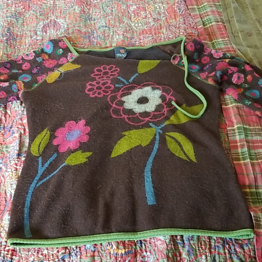 Green brown and pink long sleeve
